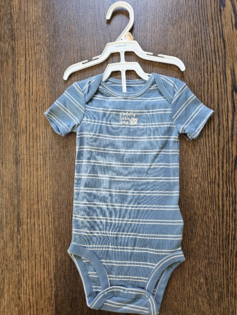 Carter's Blue White Striped Cuddly Little One Sleeveless Onesie Size 12 Mos NEW